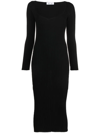 ACT N°1 RIBBED LONG-SLEEVED MIDI DRESS