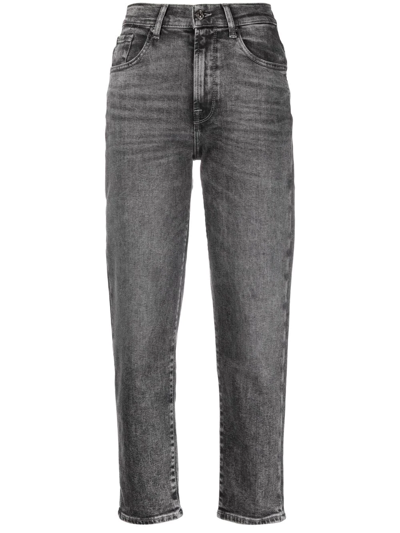 7 For All Mankind Mid-rise Cropped Jeans In Grey