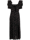 Alessandra Rich Floral-print Midi Dress In Schwarz