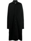 Yohji Yamamoto Spread-collar Crease-effect Coat In Schwarz
