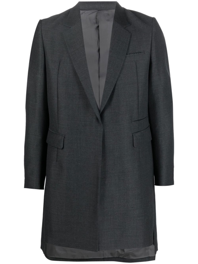 Undercover Step-hem Single-breasted Tailored Coat In Grey