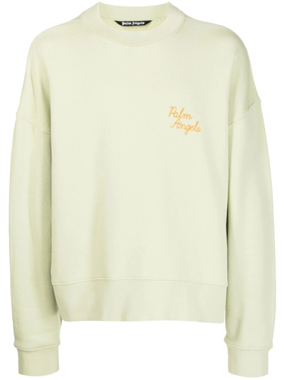 Palm Angels Logo-embroidered Sweatshirt In Grün