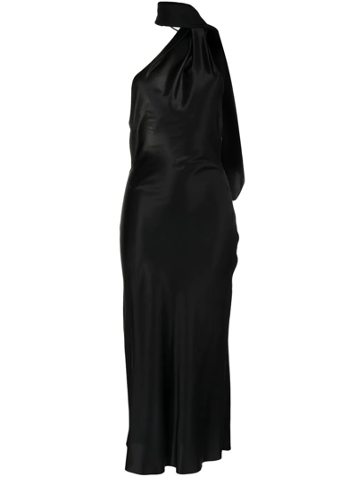 Materiel Asymmetric Halterneck Dress In Black