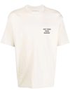 Drôle De Monsieur White Crewneck T-shirt With Slogan Print On The Front And Back In Neutrals