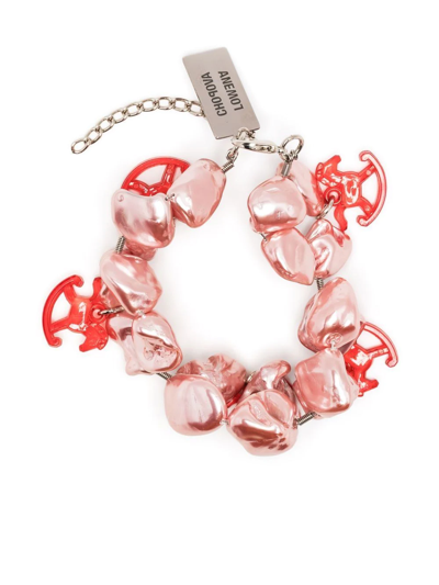 Chopova Lowena Shell-embellished Charm Bracelet In Pink