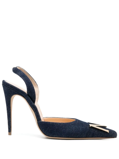 Magda Butrym Denim Pointed-toe Slingback 110mm Pumps In Blue