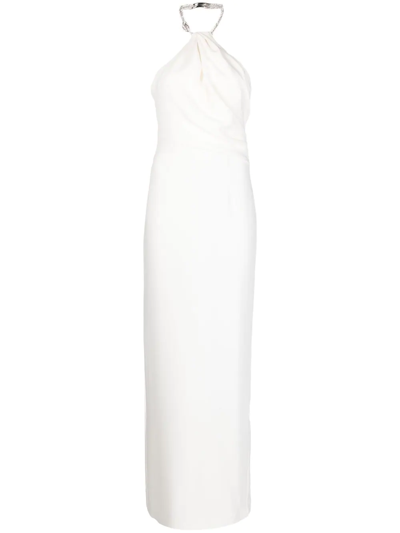 Solace London Riva Crystal-embellished Gown In White