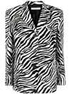 Alessandra Rich Oversized Velvet Zebra Print Jacket In White