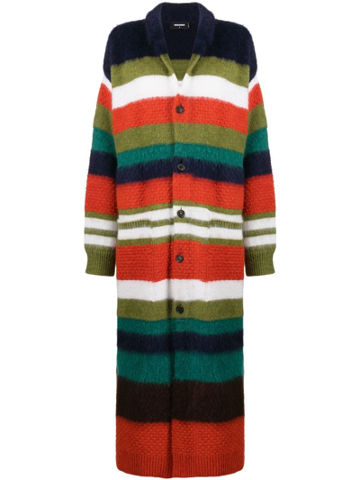 Dsquared2 Striped Knitted Maxi Dress In Red