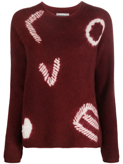 Suzusan Heart-print Knitted Jumper In Red