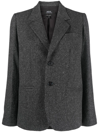 Apc Boyfriend Single-breasted Blazer In Dark Grey