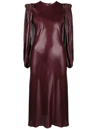 Stella Mccartney Draped-sleeve Midi Dress In Violett