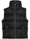 Gucci Gg Jacquard Sleeveless Down Jacket In Black