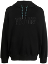 VERSACE JEANS COUTURE LOGO-EMBROIDERED DRAWSTRING HOODIE