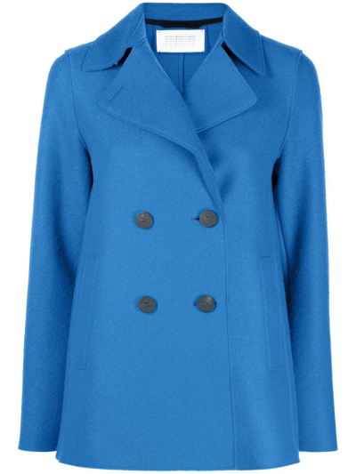 Harris Wharf London Double-breasted Virgin-wool Coat In Blau
