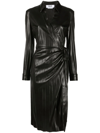 MSGM FAUX-LEATHER PLEATED DRESS