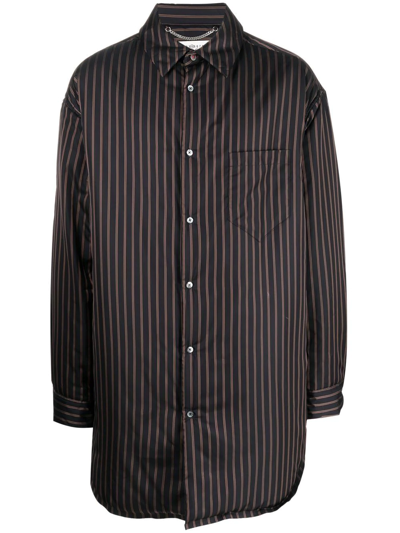 Maison Margiela Striped Oversized Shirt In Schwarz