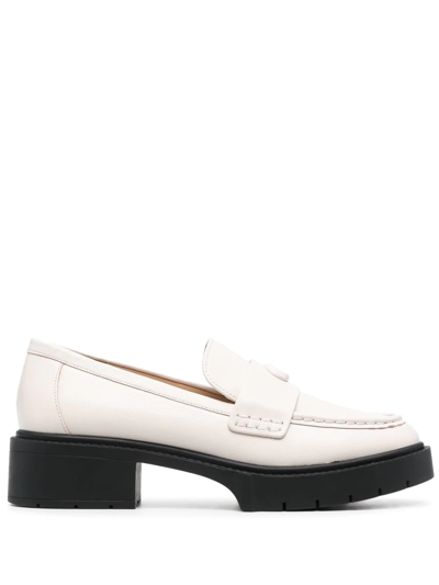 Coach Leah Leather Lug-sole Loafers In Chalk