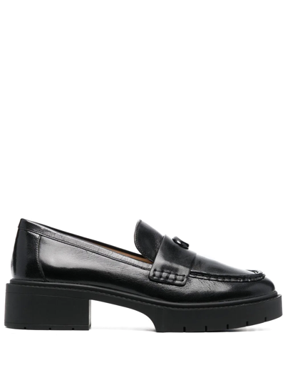 COACH LEAH CHUNKY SOLE LEATHER LOAFERS