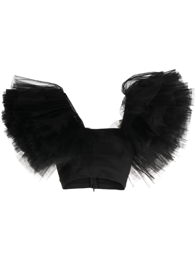 Alchemy Ruffle-detail Cropped Blouse In Black