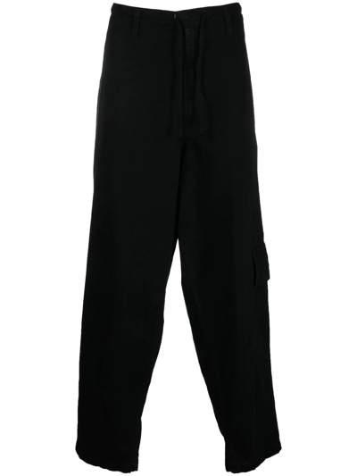 Yohji Yamamoto Loose-fit Drawstring Jeans In Schwarz