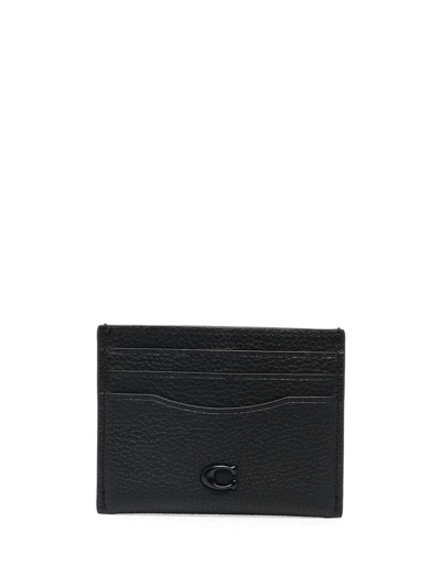 Coach Logo-plaque Leather Card Holder In Schwarz