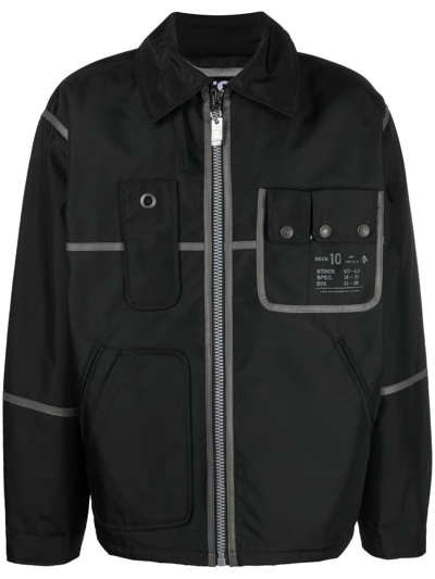 Diesel Piped-trim Canvas Jacket In Schwarz