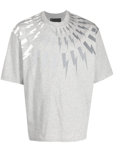 Neil Barrett Thunderbolt-print T-shirt In 3487 Marble Mel/grey