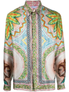 Casablanca Long Sleeve Silk Shirt Twill Mosaics Grecques - Mosaics Grecques In Multicolor