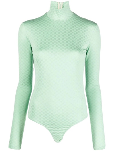 Ambush Jacquard Turtleneck Long-sleeve Top In Green