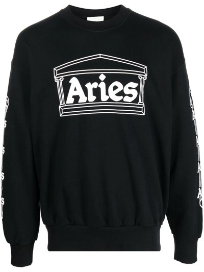 Aries Logo-print Long-sleeve Top In Black