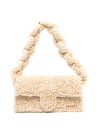 Jacquemus Le Bambidou Shearling Top-handle Bag In Beige