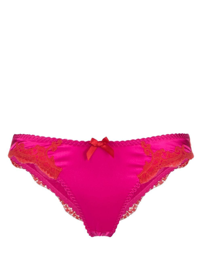 Agent Provocateur Molly Lace-trimmed Stretch-silk Satin Briefs In Red