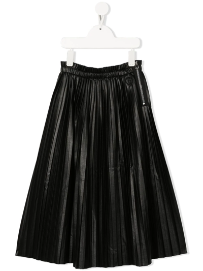 Mm6 Maison Margiela Kids' Fully-pleated Midi Skirt In Black