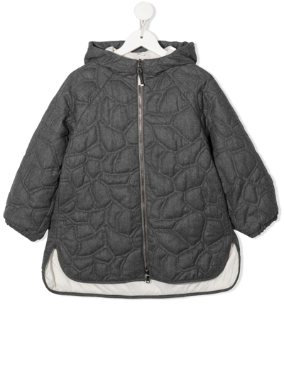 Brunello Cucinelli Kids' Padded Hooded Coat In Grey
