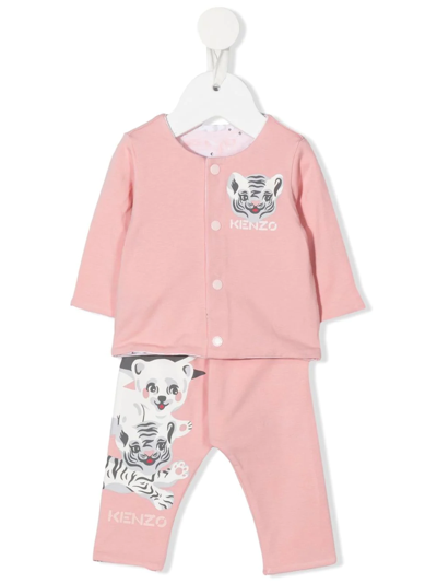 Kenzo Babies' Jungle-print Two-piece Set In Pink