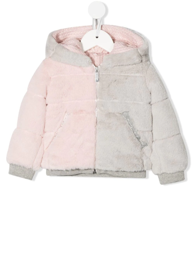 Lapin House Babies' Colour-block Faux-fur Jacket In Pink
