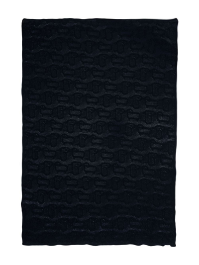 Woolrich Intarsia-knit Wool Blanket In Blue