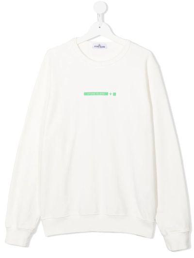 Stone Island Junior Teen Logo-print Detail Sweatshirt In White