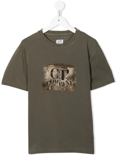 C.p. Company Teen Logo-print Short-sleeve T-shirt In Green