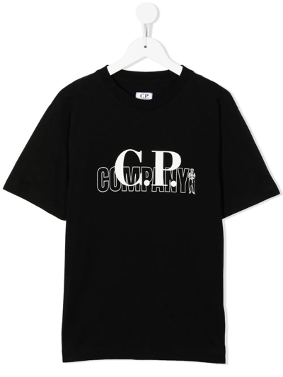 C.p. Company Teen Logo-print Short-sleeve T-shirt In Black
