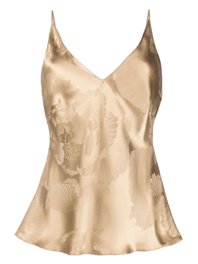 Carine Gilson Silk Jacquard Camisole In Yellow