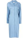 Lemaire Spread-collar Long-sleeve Dress In Blue