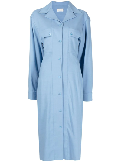 Lemaire Spread-collar Long-sleeve Dress In Blue