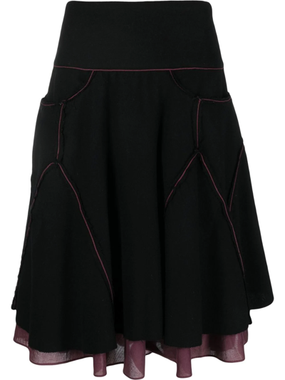 Pre-owned Jean Paul Gaultier 2000s Pleated A-line Skirt In Black