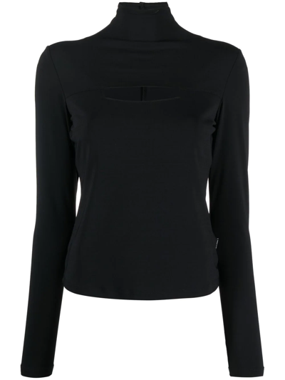 Pre-owned Versace 2000s Cut-out Long-sleeve Top In Black