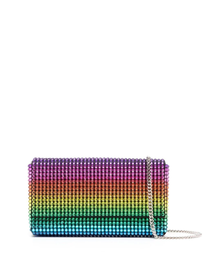 Amina Muaddi Paloma Crystal-embellished Clutch Bag In Black Rainbow