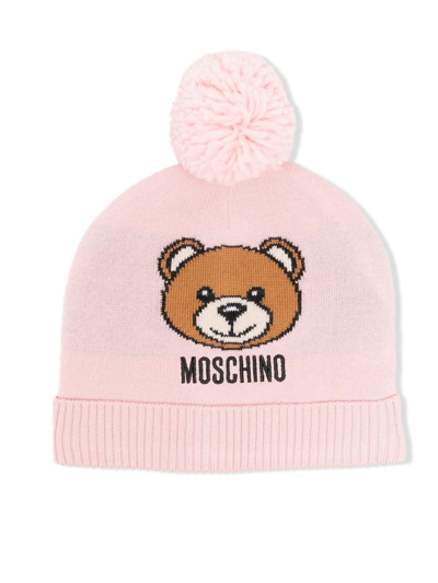 Moschino Kids' Logo-print Beanie In Pink