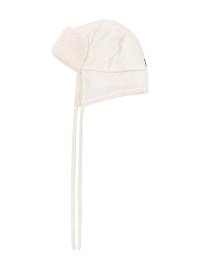 Il Gufo Kids' Nylon Taffeta & Teddy Puffer Hat In Beige