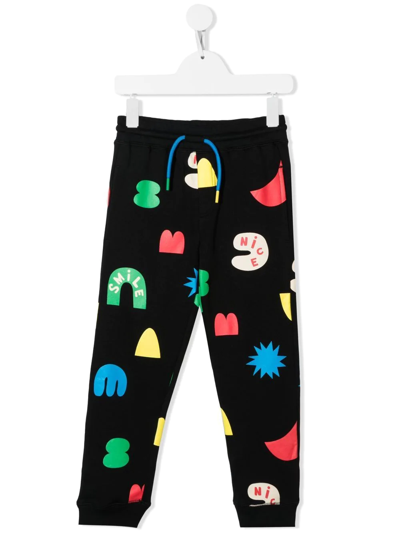 Stella Mccartney Kids' Abstract-print Track-pants In Black